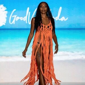 High End Handmade Cover Up Dress Coral